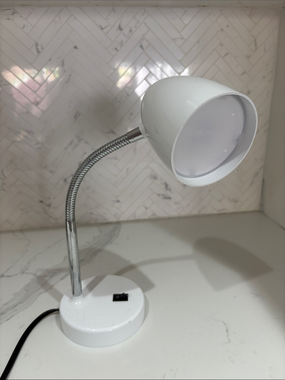 IKEA White and Silver Adjustable Gooseneck Desk Lamp